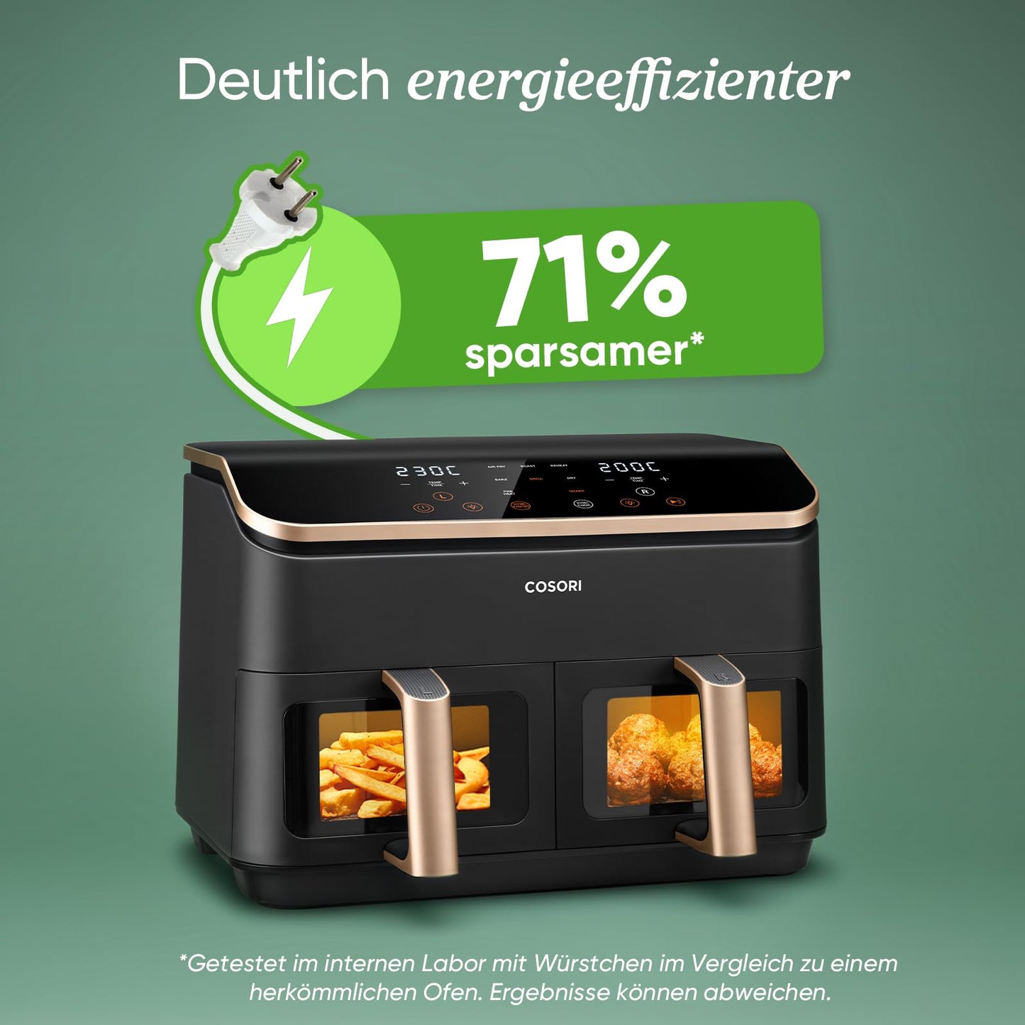 Heißluftfritteuse 8,5 L – Dual Zone Airfryer mit Sichtfenster