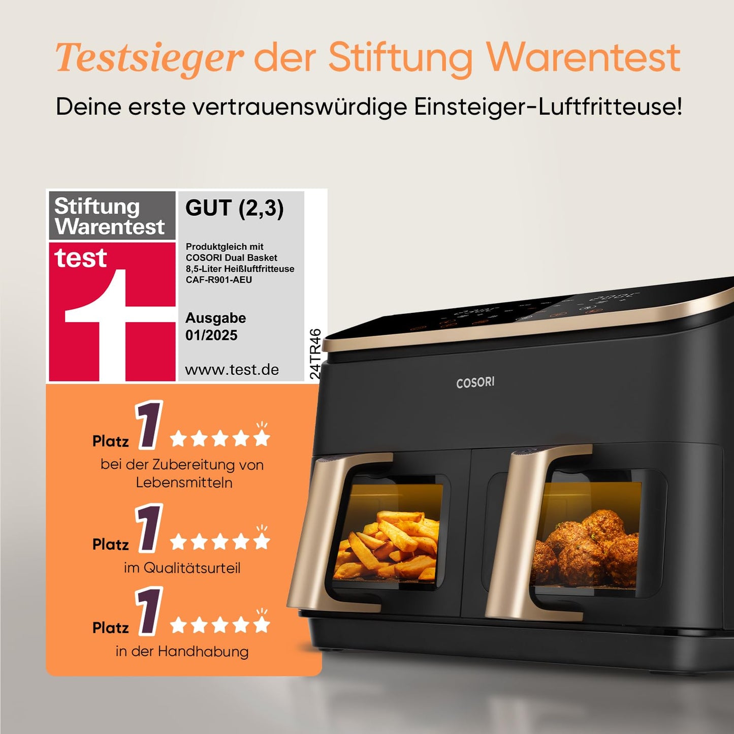 Heißluftfritteuse 8,5 L – Dual Zone Airfryer mit Sichtfenster