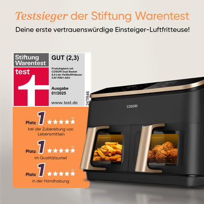 Heißluftfritteuse 8,5 L – Dual Zone Airfryer mit Sichtfenster