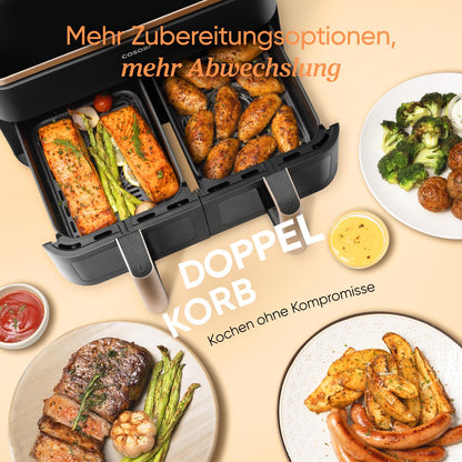 Heißluftfritteuse 8,5 L – Dual Zone Airfryer mit Sichtfenster